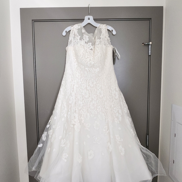 Oleg Cassini Tea Length Ivory Wedding Dress Size 14 - Picture 4 of 4